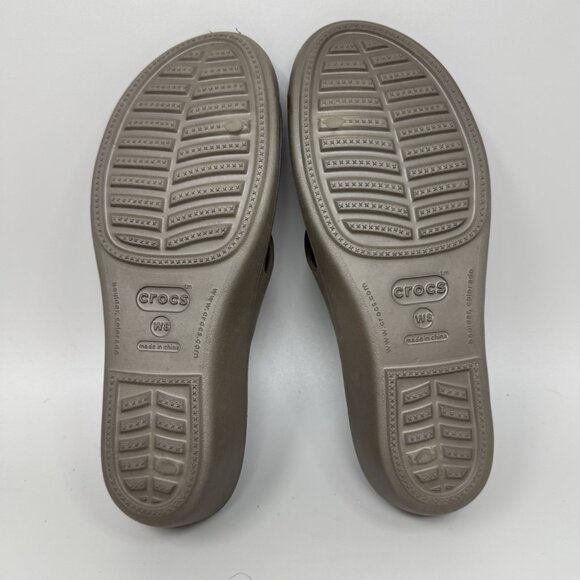 Crocs Patricia Sandals 10386 Strappy Wedge  Blue Brown Size 8 - Picture 7 of 8